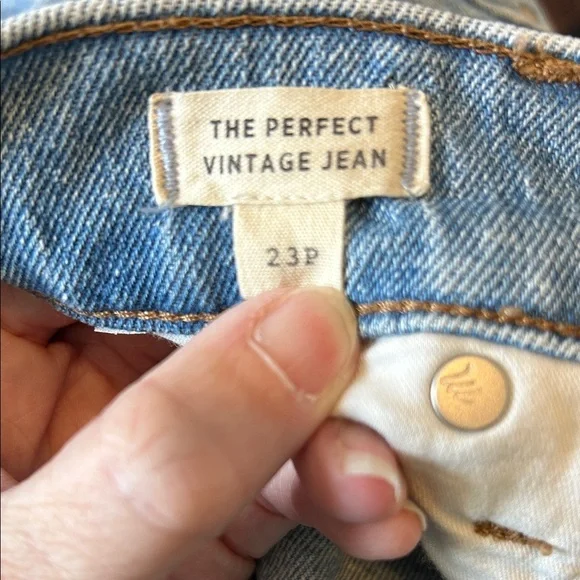 Madewell Women The Perfect Vintage Raw Hem Distressed Denim Blue Jeans Size 23P - Picture 7 of 7